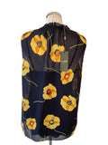 BRAND NEW  HOBBS FAYE NAVY & YELLOW FLORAL PRINT SLEEVELESS TOP SIZE 14
