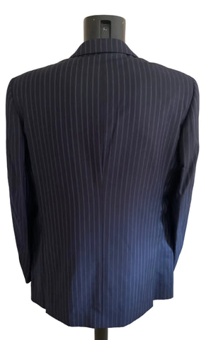 JAEGER 100% WOOL NAVY BLUE FINE STRIPE TAILORED SUIT  SIZE 42R/36W