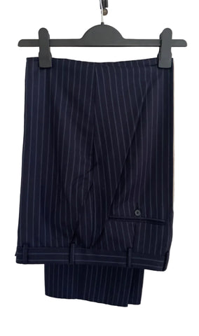 JAEGER 100% WOOL NAVY BLUE FINE STRIPE TAILORED SUIT  SIZE 42R/36W
