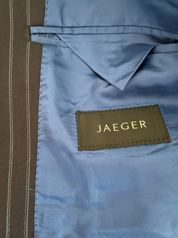 JAEGER 100% WOOL NAVY BLUE FINE STRIPE TAILORED SUIT  SIZE 42R/36W