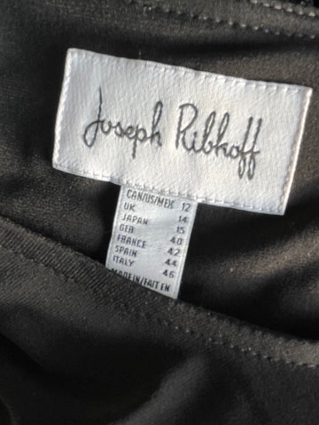 JOSEPH RIBKOFF BLACK SEQUIN EMBELLISHED MESH TRIM TOP SIZE 14