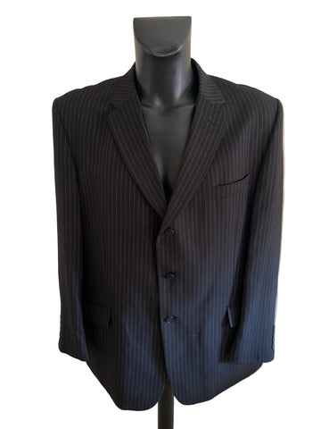 THE ESSENTIAL BLACK PINSTRIPE TAILORED JACKET SIZE 48R