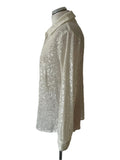 MINT VELVET OFF WHITE SEQUINNED COLLARED LONG SLEEVE SHIRT SIZE 14