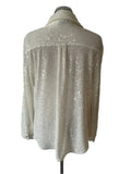 MINT VELVET OFF WHITE SEQUINNED COLLARED LONG SLEEVE SHIRT SIZE 14