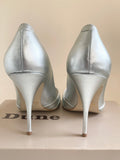 DUNE SILVER LEATHER PEEPTOE HEELS SIZE 7.5/41