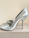 DUNE SILVER LEATHER PEEPTOE HEELS SIZE 7.5/41