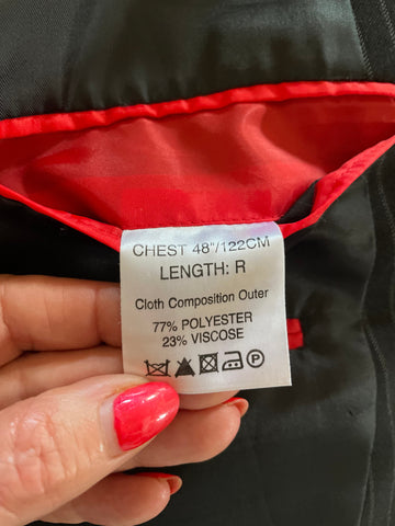 THE ESSENTIAL BLACK PINSTRIPE TAILORED JACKET SIZE 48R