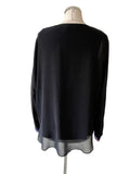 MINT VELVET NAVY BLUE SHEER OVERLAY LONG SLEEVE TOP SIZE 14