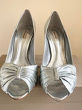 DUNE SILVER LEATHER PEEPTOE HEELS SIZE 7.5/41
