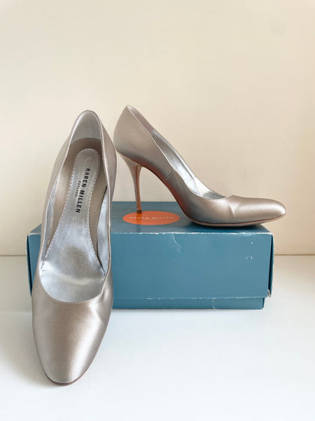 KAREN MILLEN CHAMPAGNE SATIN HEELS SIZE 7/40