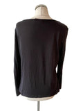 OUI MOMENTS BLACK PRINTED BRONZE SEQUIN TRIM LONG SLEEVED TOP SIZE 16