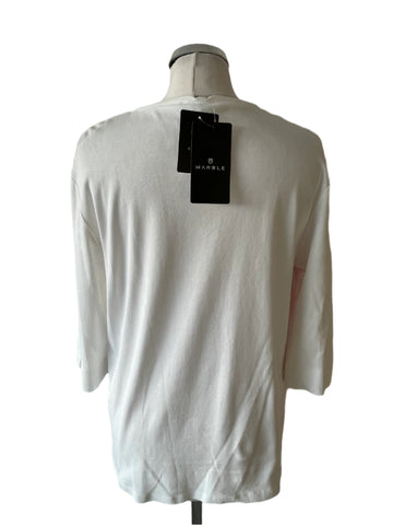 BRAND NEW MARBLE WHITE & PINK 3/4 SLEEVED TOP SIZE 3 UK L