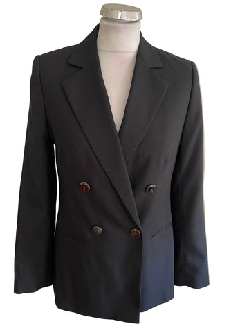 REISS ANNIKA BLACK DOUBLE BREASTED TAPERED LEG TROUSERS SUIT SIZE 8/10