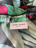 GERRY WEBER GREEN & PINK FLORAL PRINT 3/4 SLEEVED TOP  SIZE 14