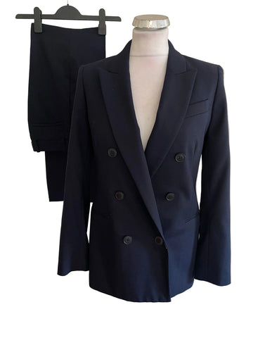 REISS HARPER NAVY BLUE DOUBLE BREASTED STRAIGHT LEG TROUSERS SUIT SIZE 6/8