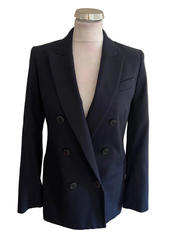 REISS HARPER NAVY BLUE DOUBLE BREASTED STRAIGHT LEG TROUSERS SUIT SIZE 6/8