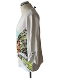 BRAND NEW MARBLE 100% COTTON WHITE & MULTI COLOURED PRINT 3/4 SLEEVE TOP SIZE 3 UK L