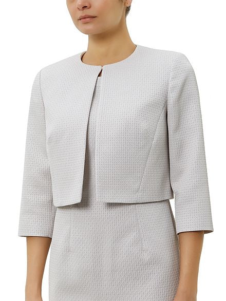 FENN WRIGHT MANSON SILVER GREY PENCIL DRESS & MATCHING CROP JACKET SIZE 10/12