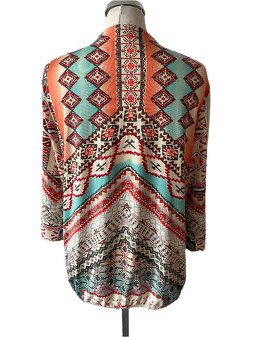 K-DESIGN MULTI COLOURED BEAD & SEQUIN TRIMMED 3/4 SLEEVED TOP SIZE L