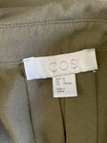 COS OLIVE GREEN COLLARED BUTTON FRONT LONG SLEEVED SHIRT DRESS SIZE 12