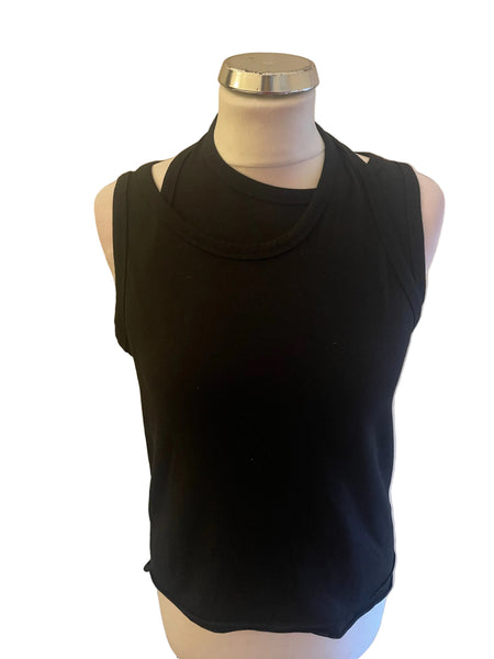 FRANKIE SHOP BLACK JERSEY DOUBLE LAYERED TOP SIZE S