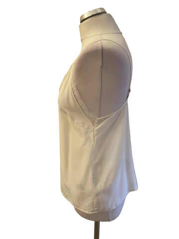 ANINE BING 100% SILK WHITE LACE TRIMMED CAMISOLE TOP SIZE S