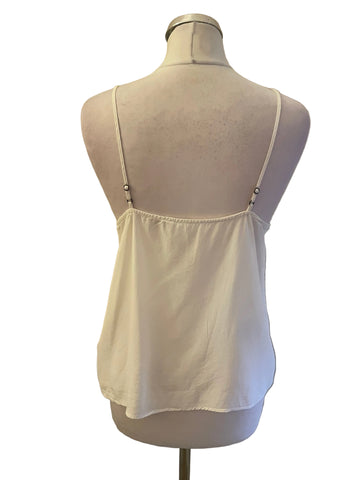 ANINE BING 100% SILK WHITE LACE TRIMMED CAMISOLE TOP SIZE S