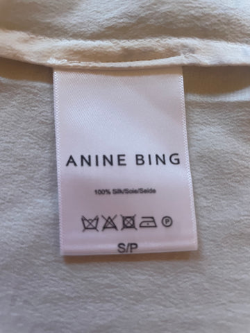ANINE BING 100% SILK WHITE LACE TRIMMED CAMISOLE TOP SIZE S