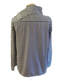 ARKET COTTON BLUE & WHITE STRIPED FOLD COLLAR LONG SLEEVED BLOUSE SIZE 34 UK 8/10