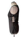 BRAND NEW FRANK USHER GUNMETAL GREY BEAD & SEQUINNED SLEEVELESS TOP SIZE 12