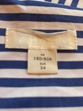 ARKET COTTON BLUE & WHITE STRIPED FOLD COLLAR LONG SLEEVED BLOUSE SIZE 34 UK 8/10