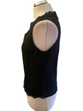 TED BAKER MALLINA BLACK LACE TRIMMED SLEEVELESS TOP SIZE 1 UK 8/10