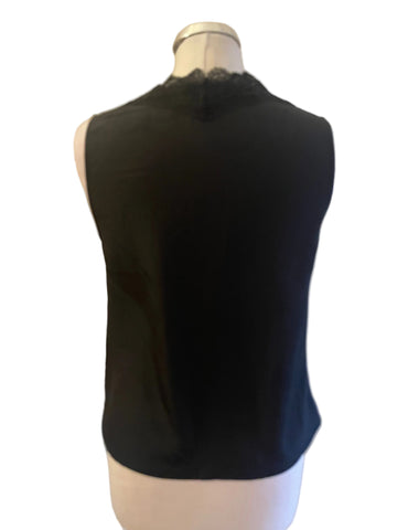 TED BAKER MALLINA BLACK LACE TRIMMED SLEEVELESS TOP SIZE 1 UK 8/10