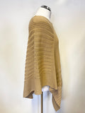OLSEN CAMEL MERINO WOOL BLEND RIB KNIT PONCHO ONE SIZE