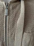 MONARI BEIGE/GOLD METALLIC HOODED ZIP UP LONG CARDIGAN SIZE 14