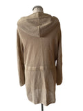 MONARI BEIGE/GOLD METALLIC HOODED ZIP UP LONG CARDIGAN SIZE 14