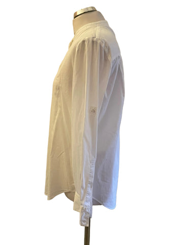 HUGO BOSS WHITE COTTON MIX COLLARLESS SHIRT SIZE 8