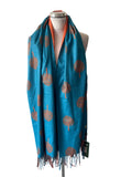 BRAND NEW HOUSE OF TWEED TREE OF LIFE PRINT TURQOUISE & ORANGE SHAWL/WRAP
