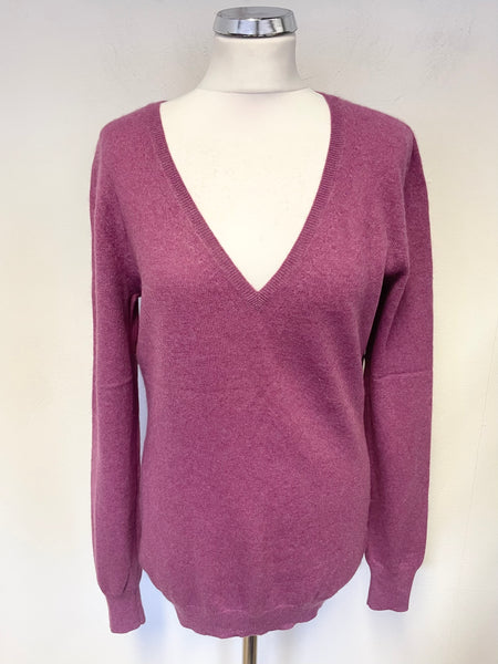 MASSIMO DUTTI 100% CASHMERE MAGENTA PINK LONG SLEEVED JUMPER SIZE XL