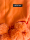 BRAND NEW ORANGE CASHMERE BLEND POM POM TRIM SHAWL/WRAP