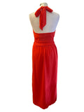 ME+EM RED LINEN MIX HALTER NECK MAXI DRESS  SIZE 8