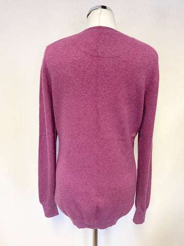 MASSIMO DUTTI 100% CASHMERE MAGENTA PINK LONG SLEEVED JUMPER SIZE XL