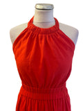 ME+EM RED LINEN MIX HALTER NECK MAXI DRESS  SIZE 8