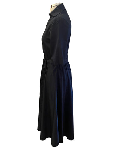 THE SHIRT COMPANY 100% COTTON NAVY BLUE FIT & FLARE MIDI DRESS SIZE 8