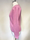 UNBRANDED 100% CASHMERE PINK V NECK WRAP ACROSS LONG SLEEVED JUMPER SIZE S