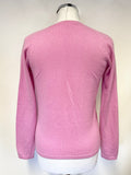 UNBRANDED 100% CASHMERE PINK V NECK WRAP ACROSS LONG SLEEVED JUMPER SIZE S