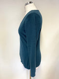 UNBRANDED 100% CASHMERE TEAL LONG SLEEVED JUMPER SIZE M
