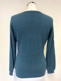 UNBRANDED 100% CASHMERE TEAL LONG SLEEVED JUMPER SIZE M