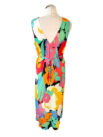 NOBODY’S CHILD MULTI COLOURED FLORAL PRINT SLEEVELESS MIDI DRESS SIZE 14
