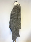 JAEGER GREY WOOL & CASHMERE RIB KNIT WIDE SLEEVE CROPPED JUMPER SIZE M